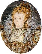 Nicholas Hilliard, Portrait miniature of Elizabeth I of England with a crescent moon jewel in her hair